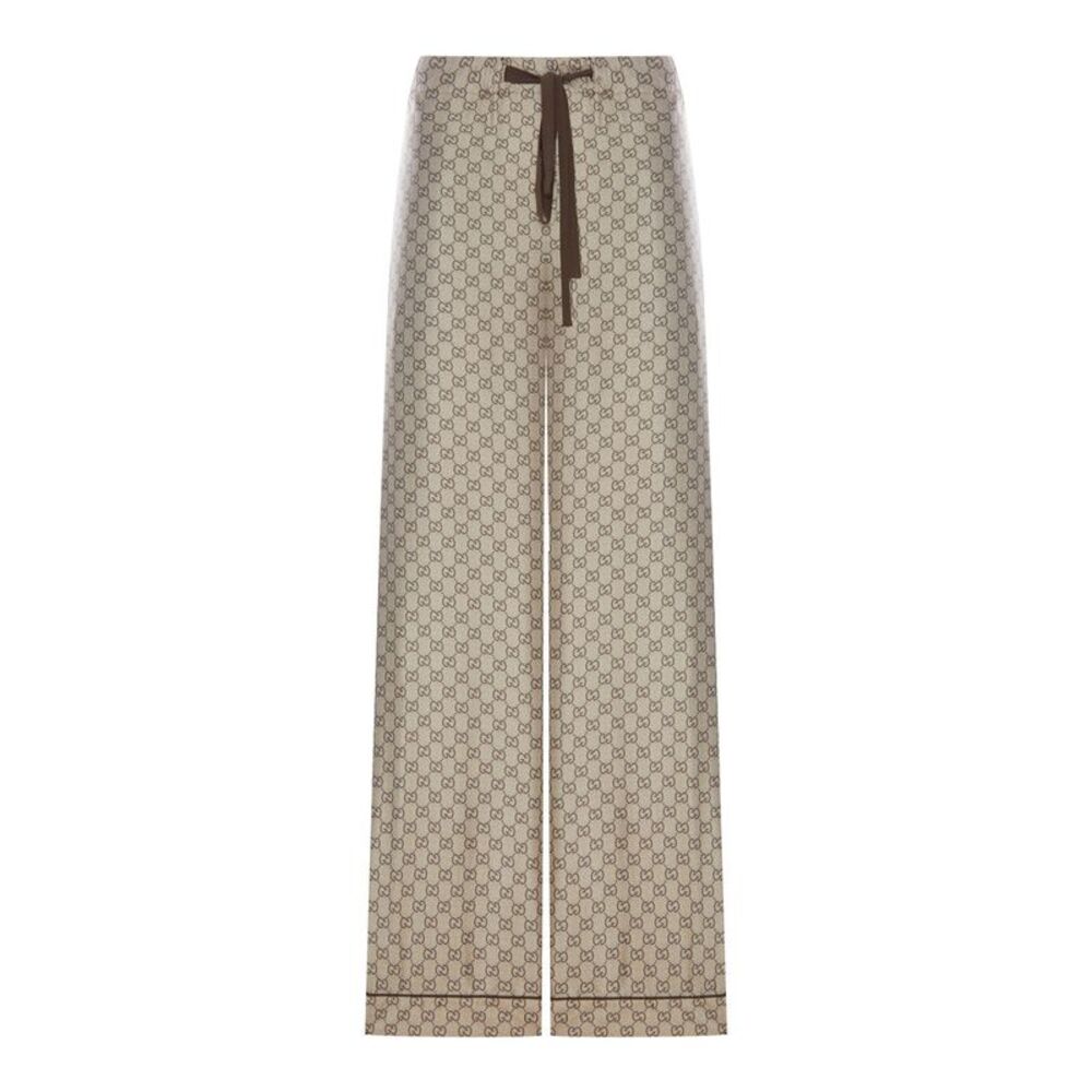 Gucci Women Printed Silk Twill Trousers